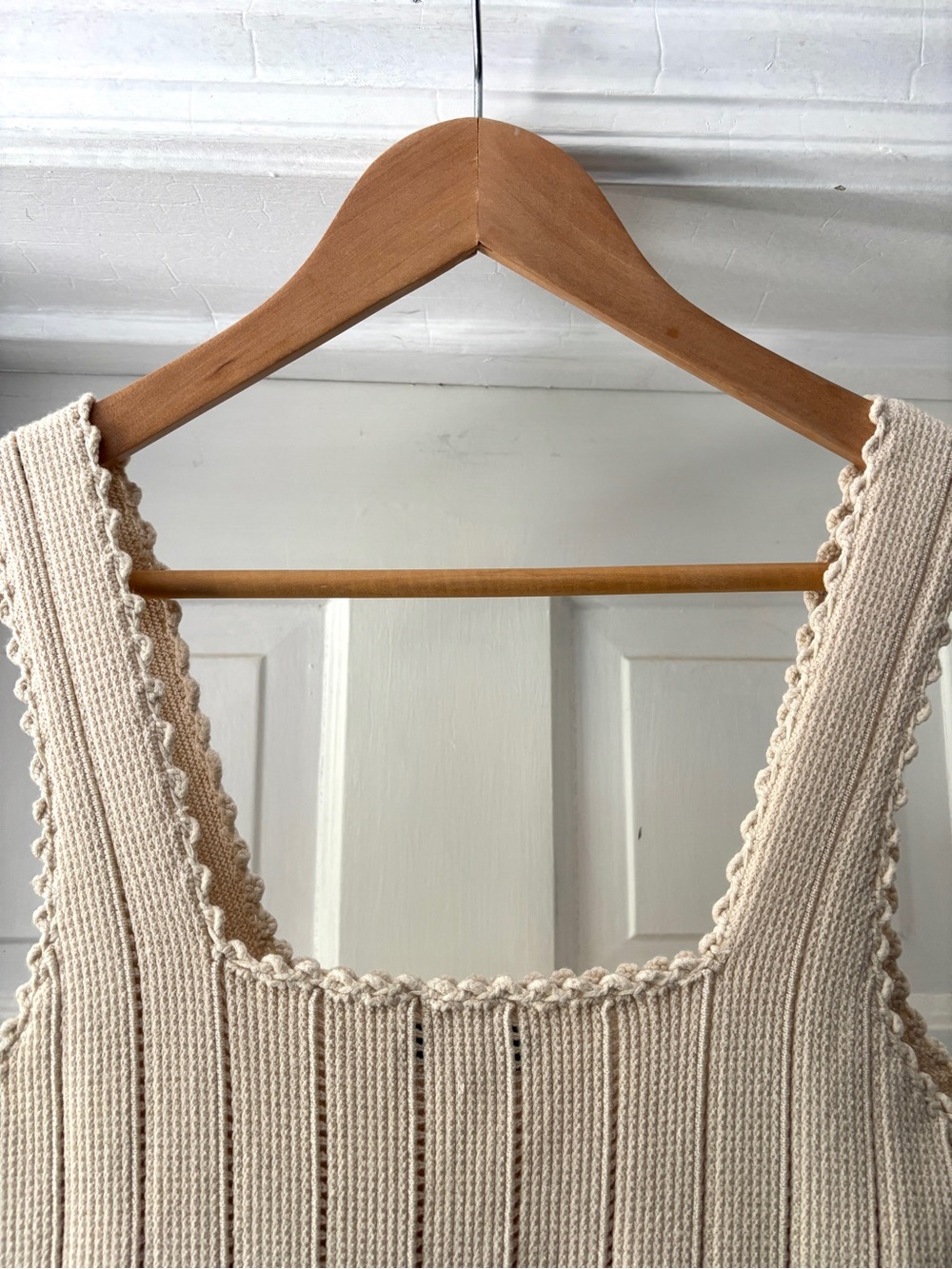Reiss Dory Stitch Interest Square Neck Tank Vest Top Cream Size S - Picture 4 of 14